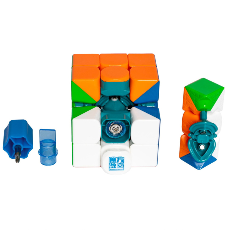 Oostifun MoFang JiaoShi RS3M V5M Maglev Ball-Core UV Coated Version 3x3x3 Cubing Classroom 3x3 Cube Puzzle with Dice Robot Display Box (Multicolor