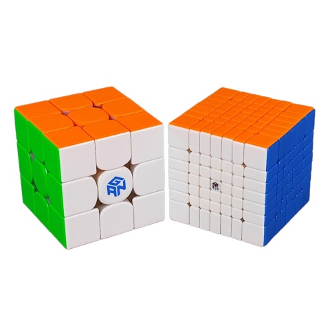 DianSheng Super Mini Cube 7x7 Ball-Core M (56 mm) and GAN 16 MagLev Max Halcube