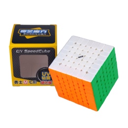 Kostka QiYi Warrior 7x7 Magnetic UV obok pudełka