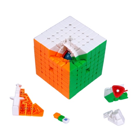 Kostka MoYu AoFu V5 Triple-Track Magnetic 7x7 UV w częściach z widocznymi magnesami