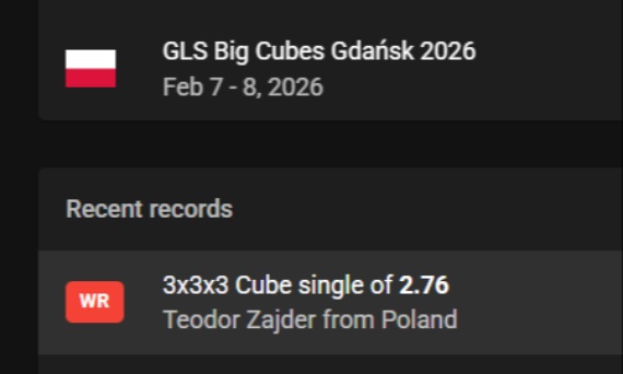 Rekord świata w kostce 3x3 - 2.76 sekundy!